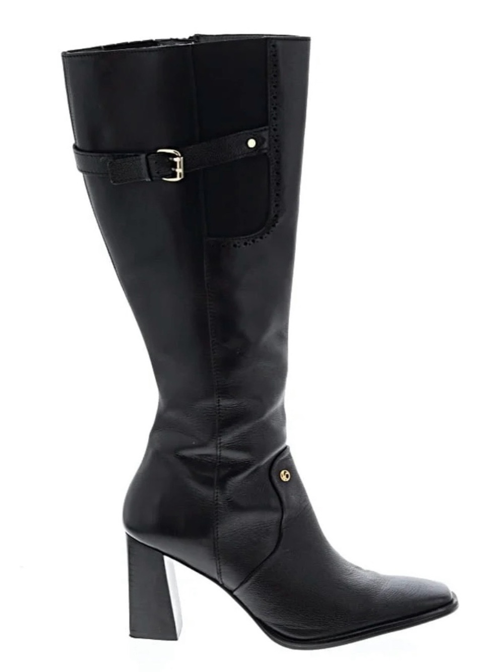 Cuadra Black Knee-High Block Heel Boots